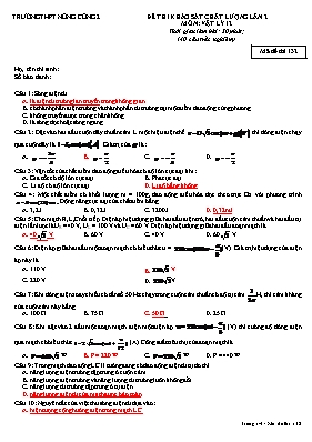 Đề thi khảo sát chất lượng Vật lí 12 lần 2 - Mã đề 132 - Năm học 2016-2017 - Trường THPT Triệu Sơn 2